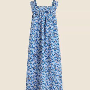 J. Crew Cotton voile ruffle-trim shift dress in cobalt floral